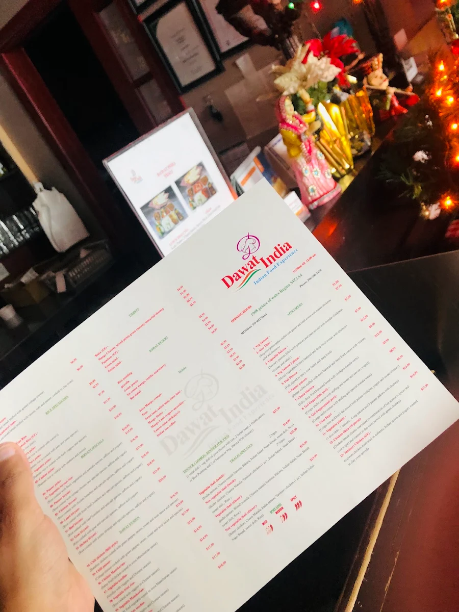 Menu, Dawat India