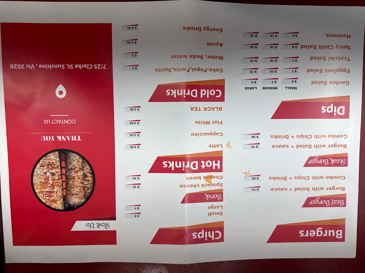 Menu, Hashimi Kebab Takeaway