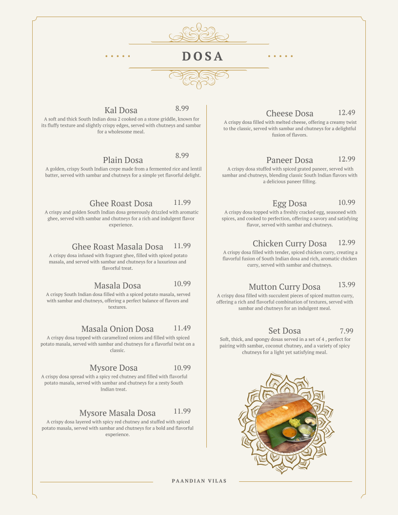 Menu, Paandian Vilas