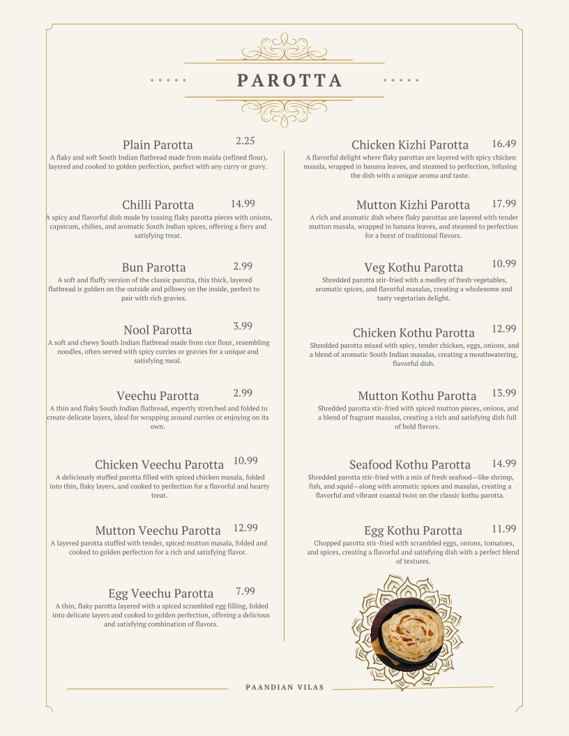 Menu, Paandian Vilas
