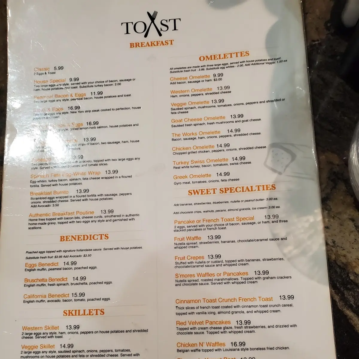Menu, TOAST