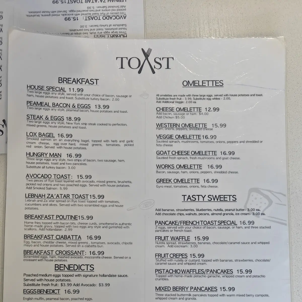 Menu, TOAST