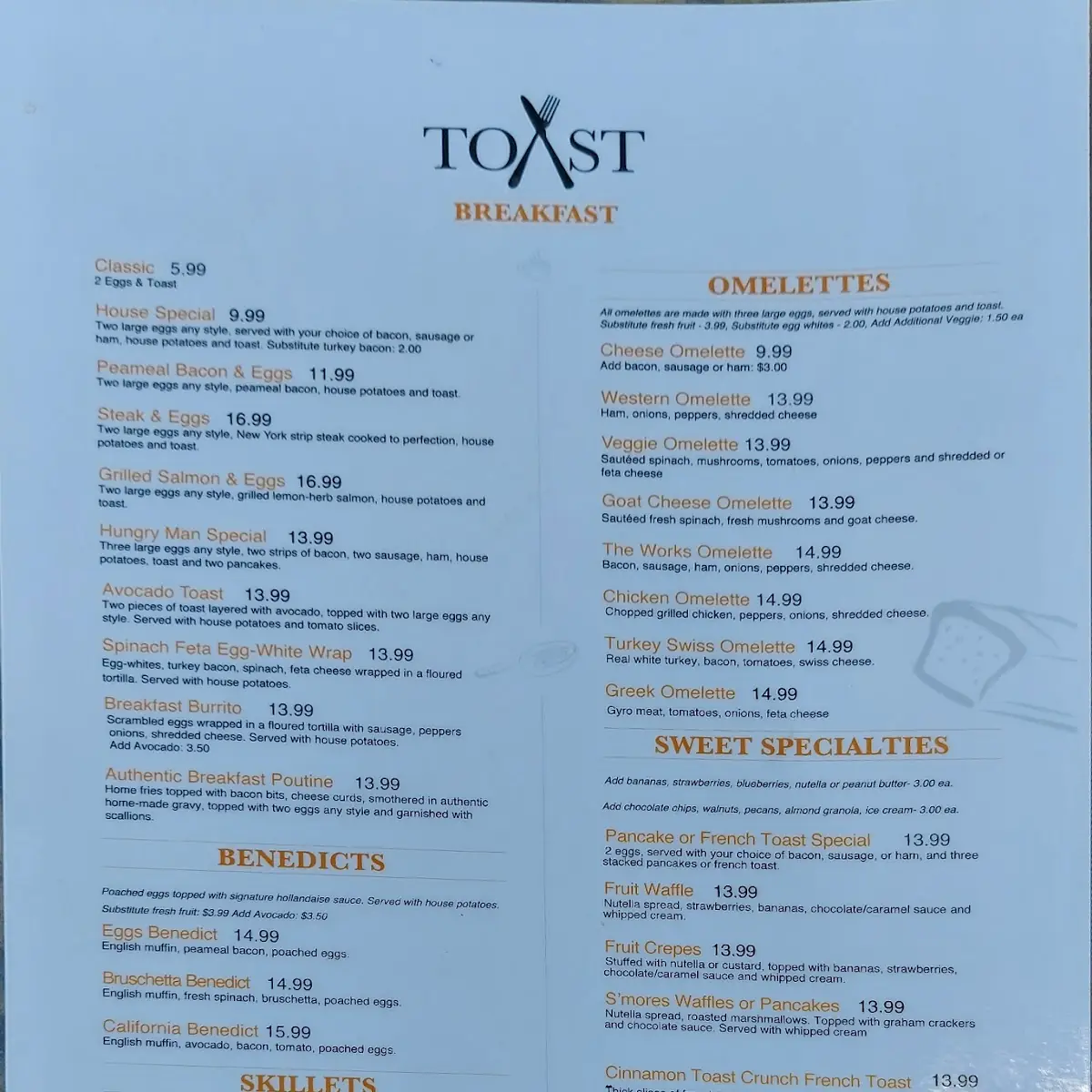 Menu, TOAST