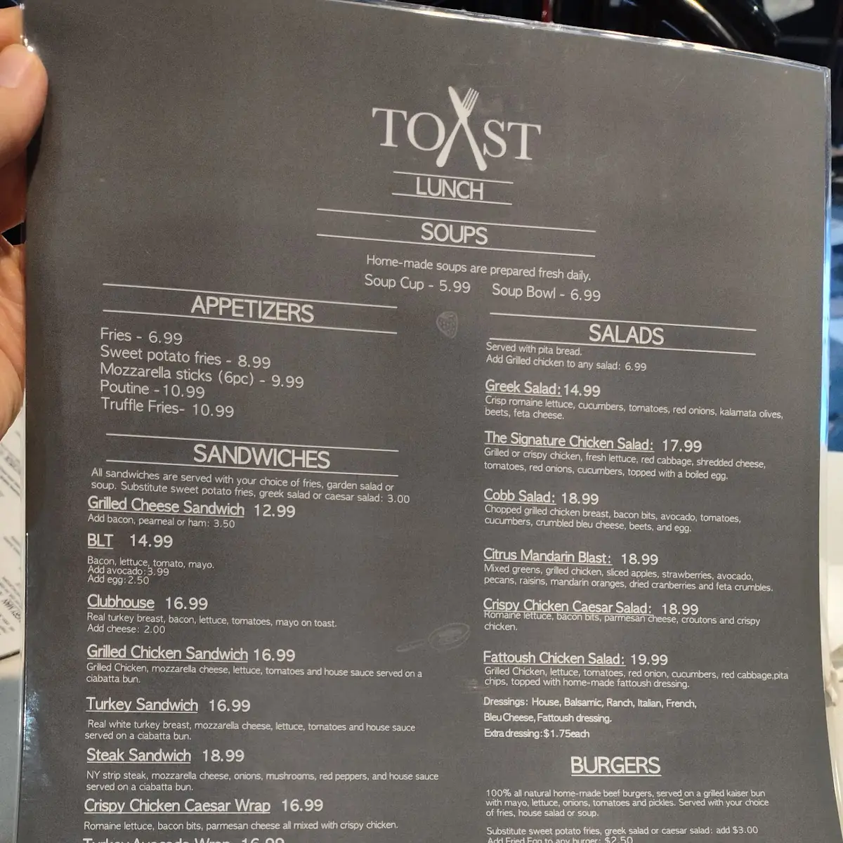Menu, TOAST