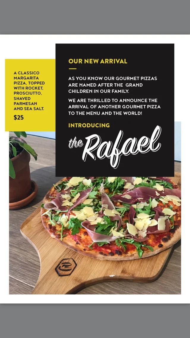 Menu, Boulevard Pizzeria