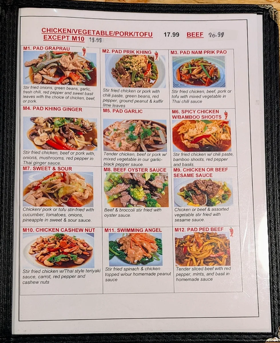 Menu, Thai Town Restaurant