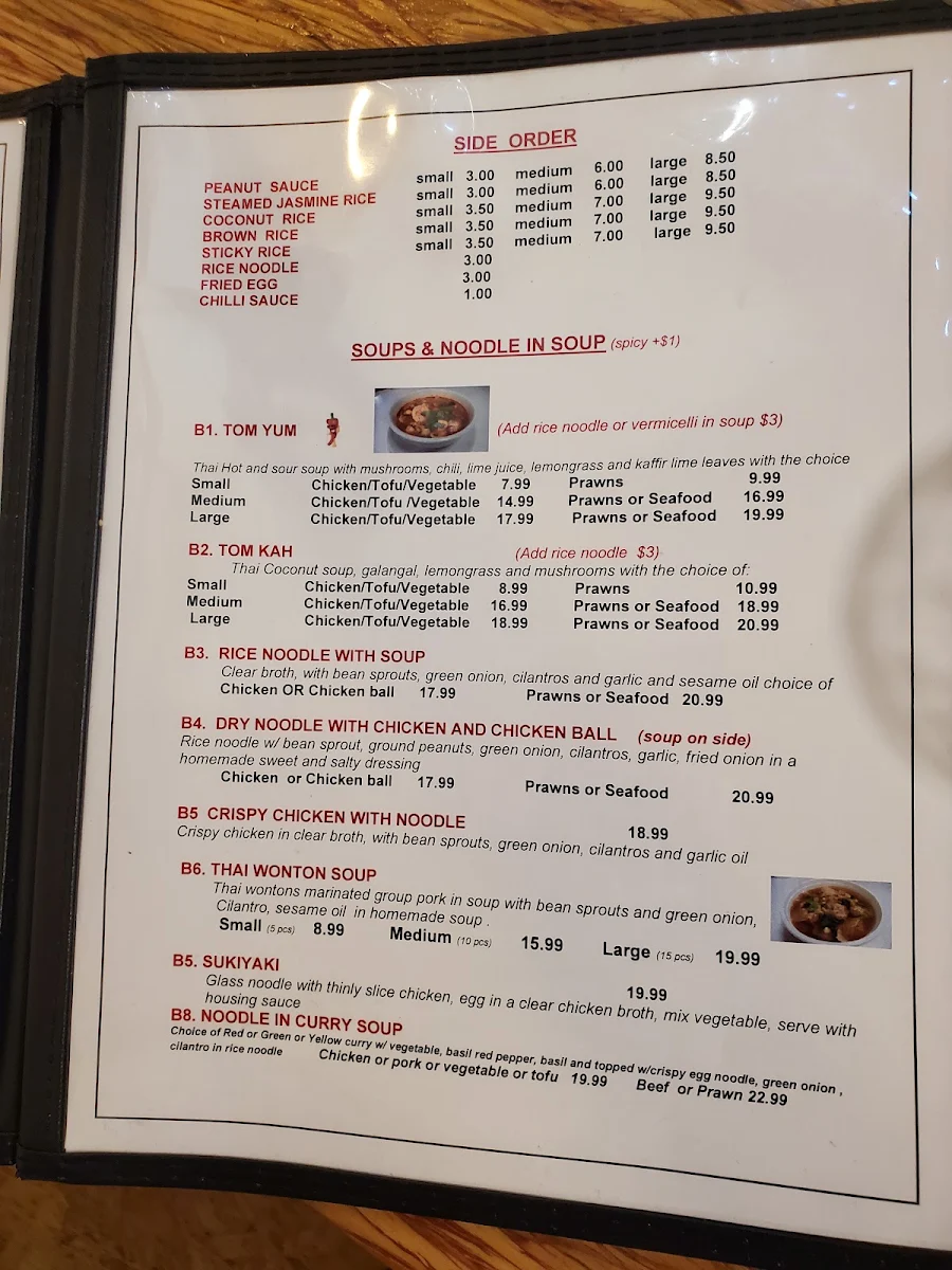 Menu, Thai Town Restaurant