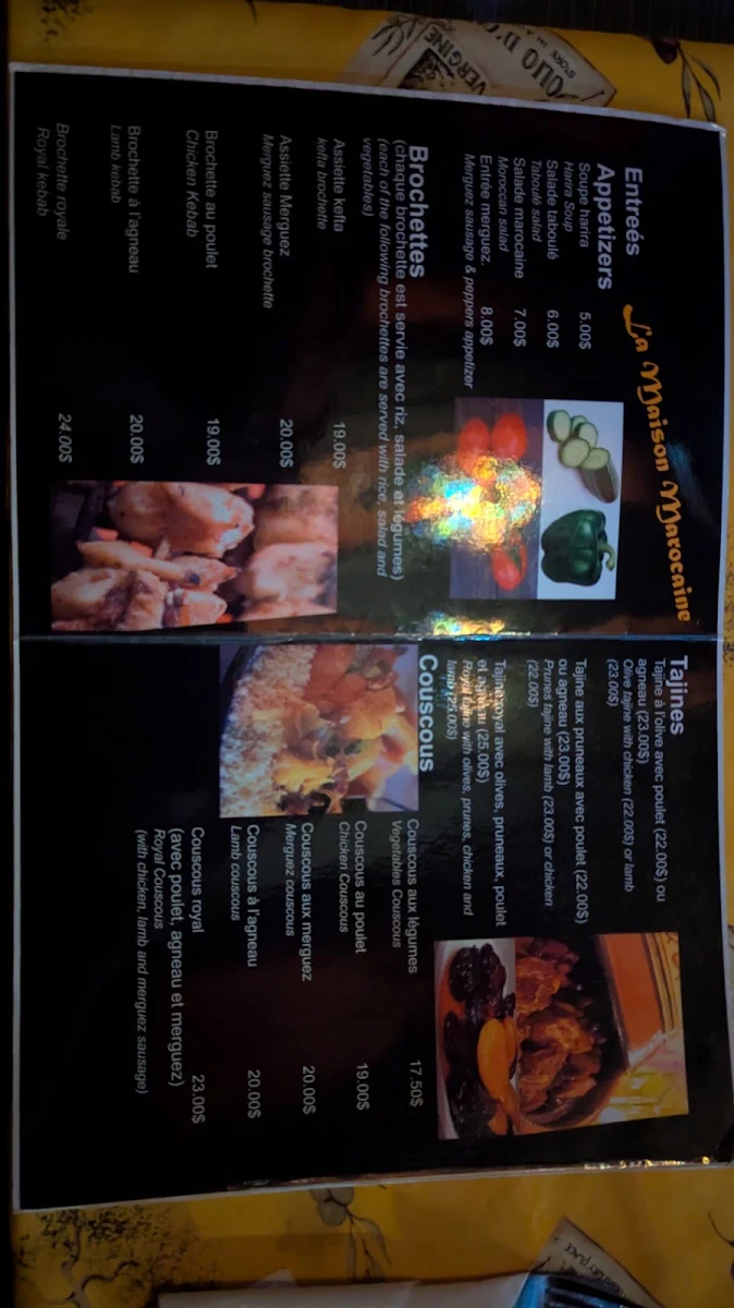 Menu, Bar Casablanca