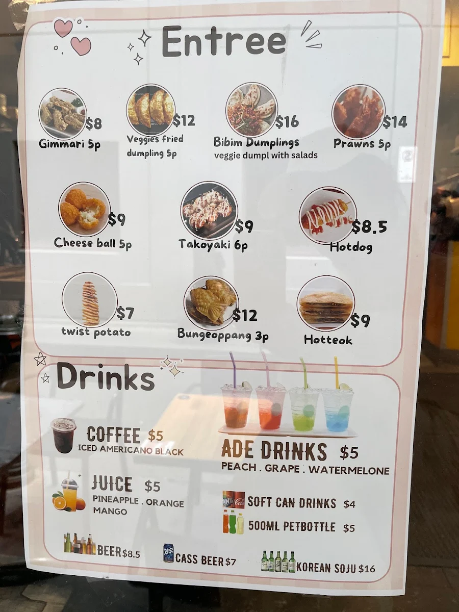 Menu, CJ Lunch Bar