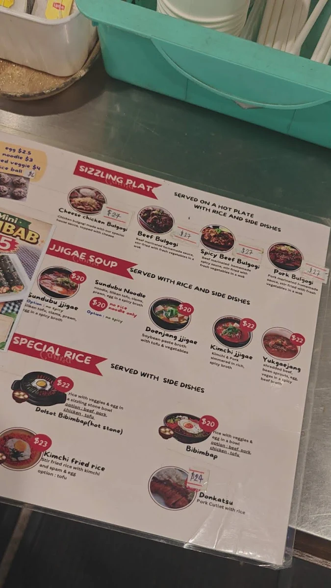 Menu, CJ Lunch Bar