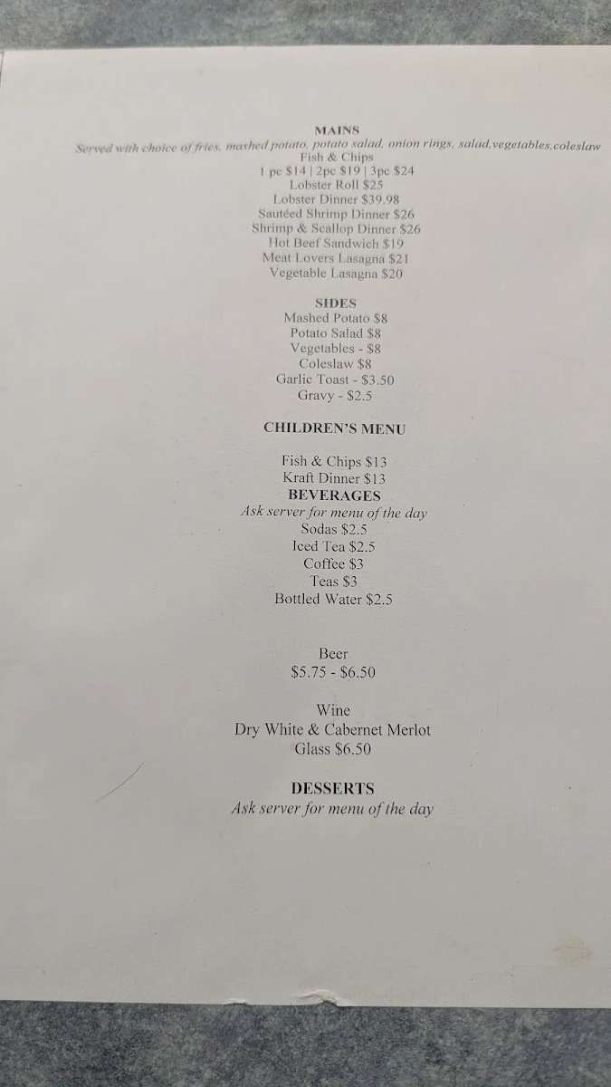 Menu, Log Cabin
