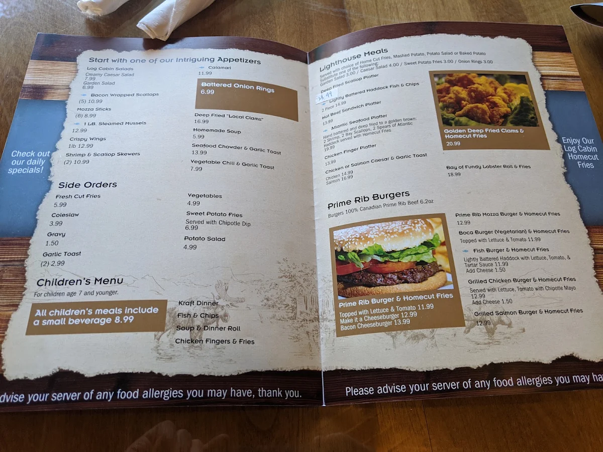 Menu, Log Cabin