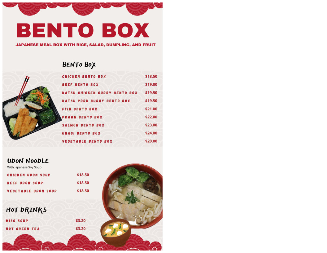 Menu, Shinsei Fish + Sushi