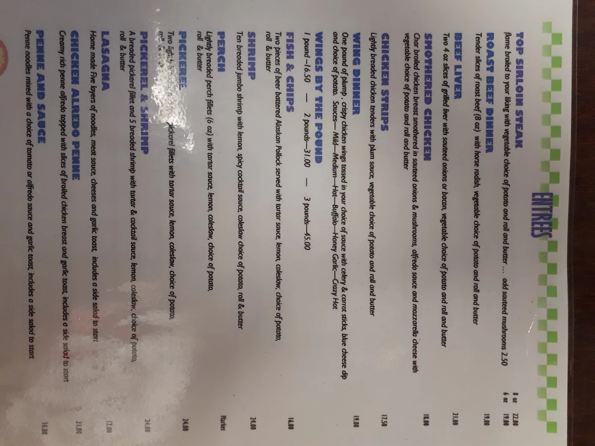 Menu, Sunflower Cafe