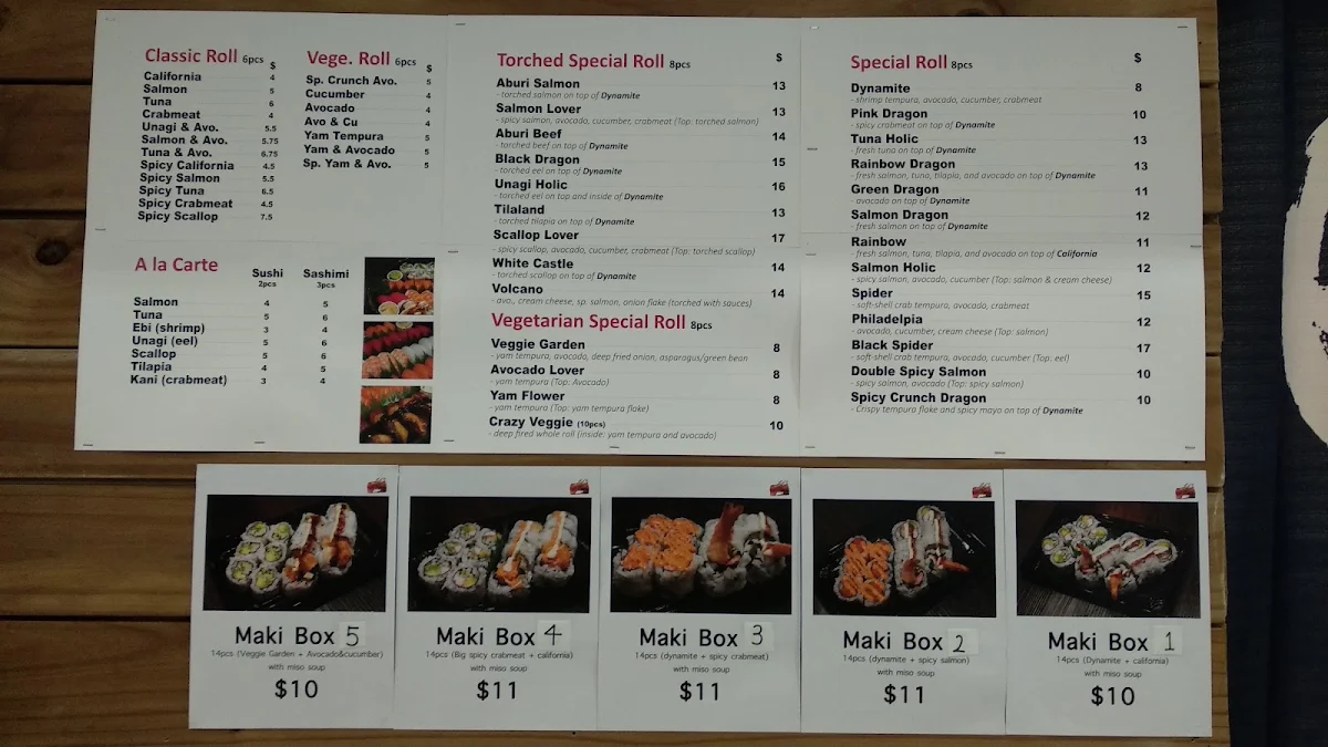 Menu, Aburiyaki Sushi