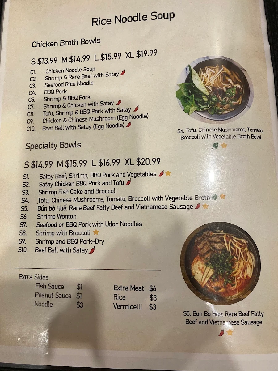 Menu, Pho bo ga express 佛波嘎越南粉