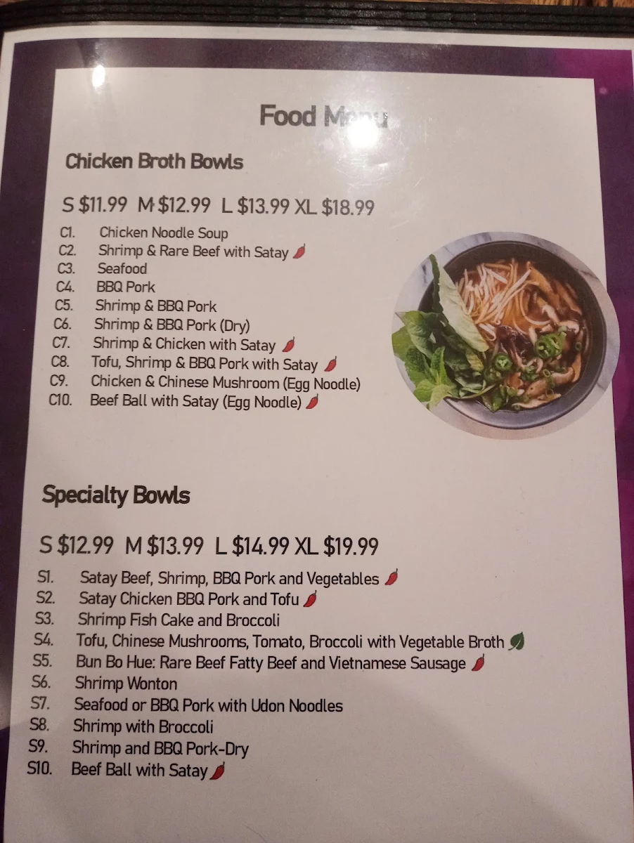 Menu, Pho bo ga express 佛波嘎越南粉