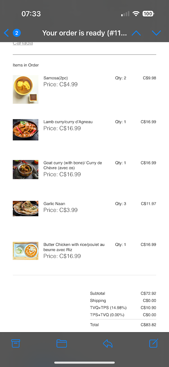 Menu, MonAgrofoods - La Meilleure Cuisine Indienne de la Rive Sud | Plats prêts à manger Indienne