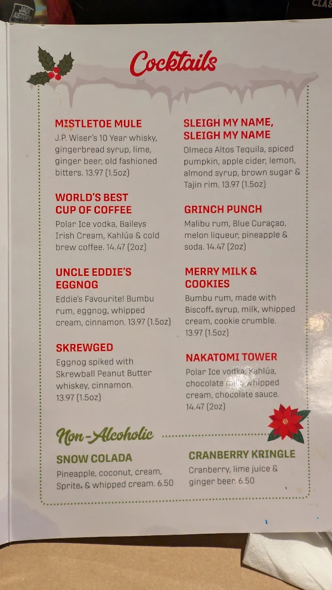 Menu, Jack Astor's Bar & Grill Pickering