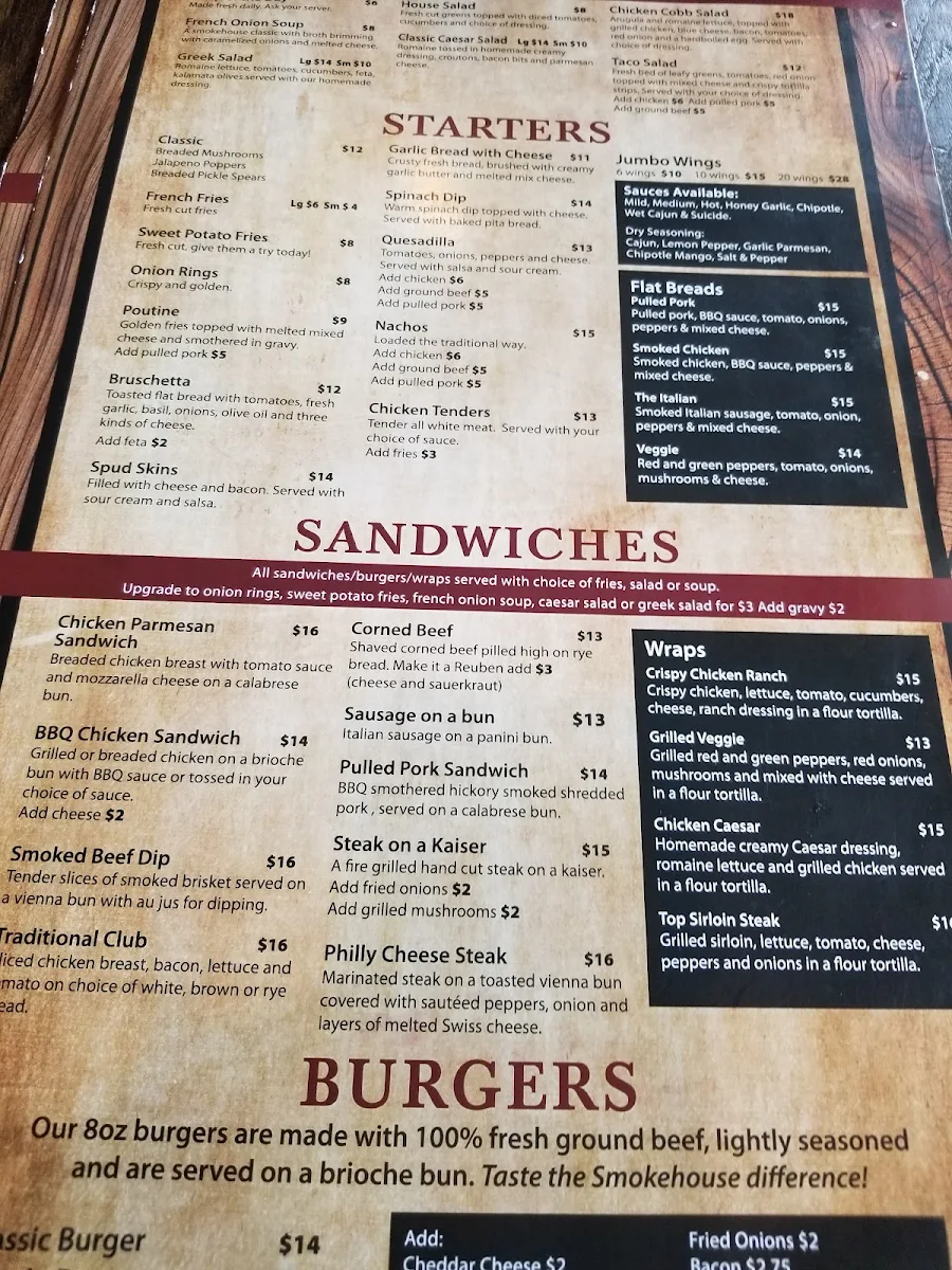 Menu, Smokehouse Tap & Grill!