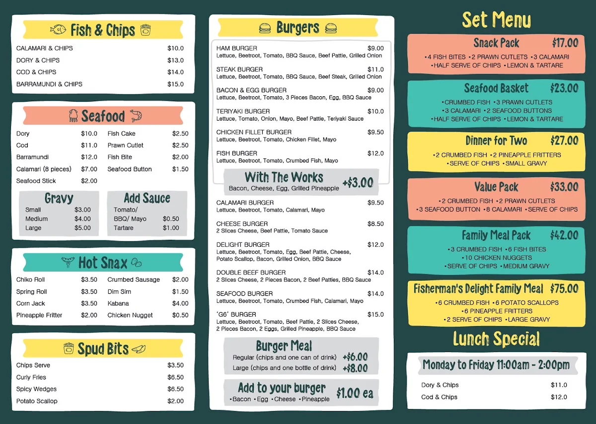 Menu, Stanthorpe Fish Bar & Take Away