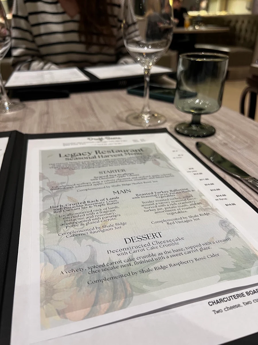 Menu, Legacy Restaurant