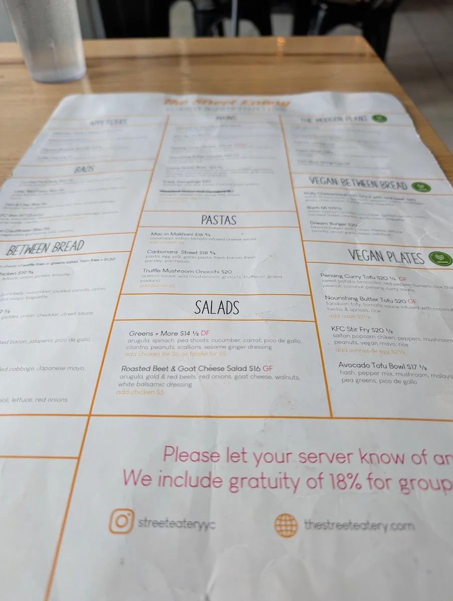 Menu, The Street Eatery