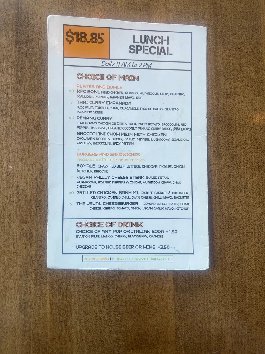 Menu, The Street Eatery
