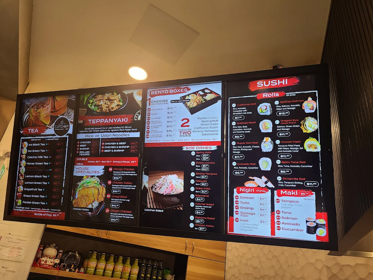 Menu, Catcher Teppanyaki & Tea