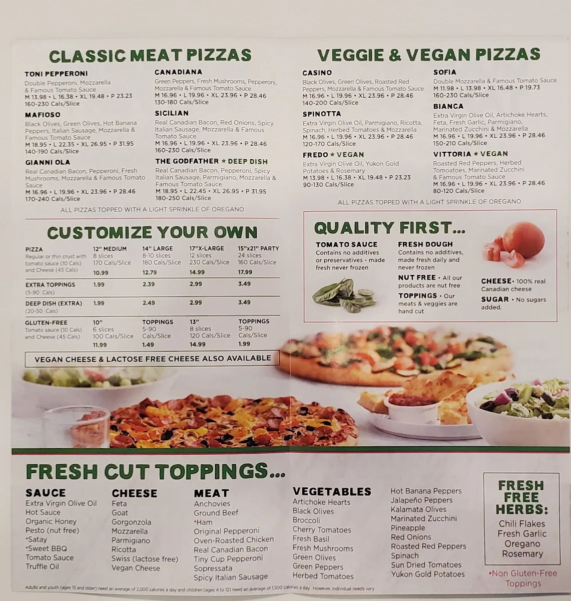 Menu, Pizzaiolo