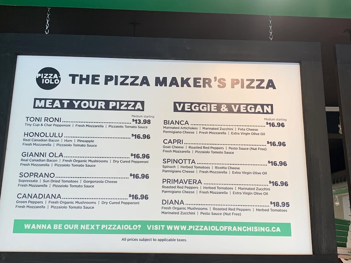 Menu, Pizzaiolo