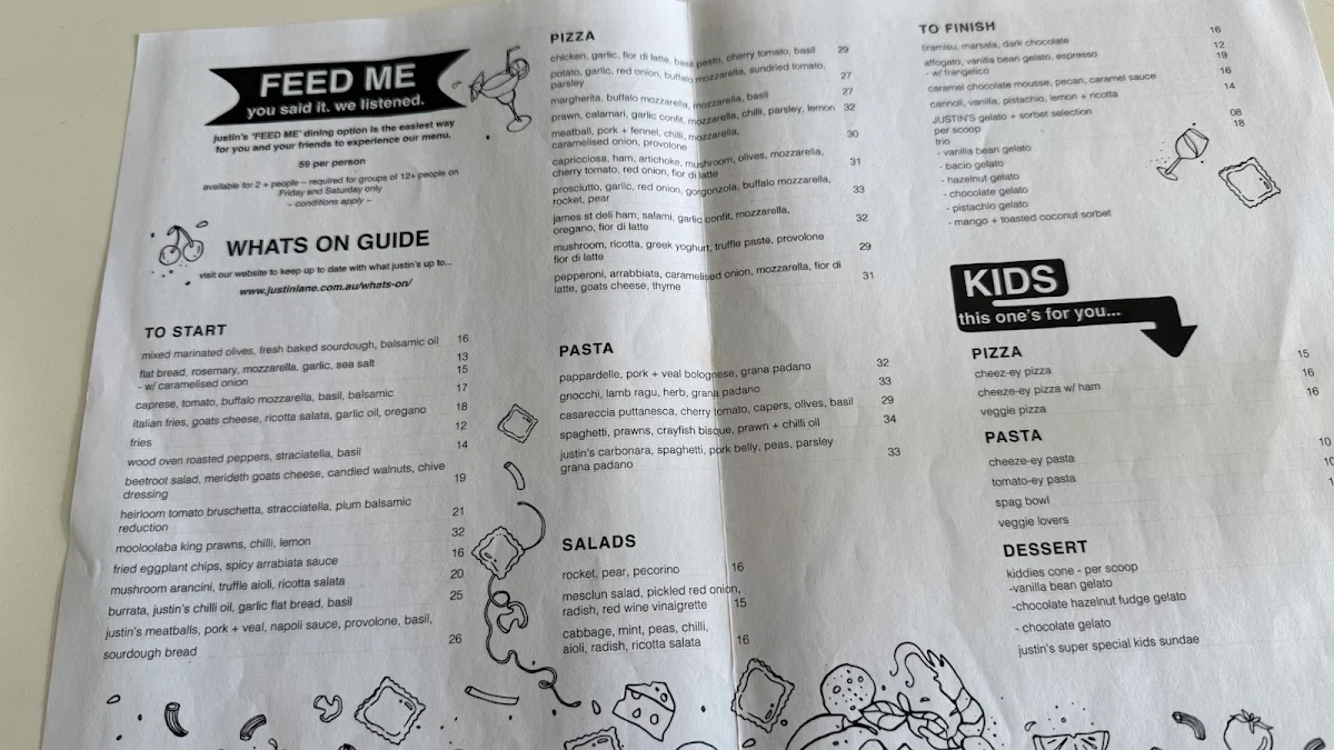 Menu, Justin Lane Geelong