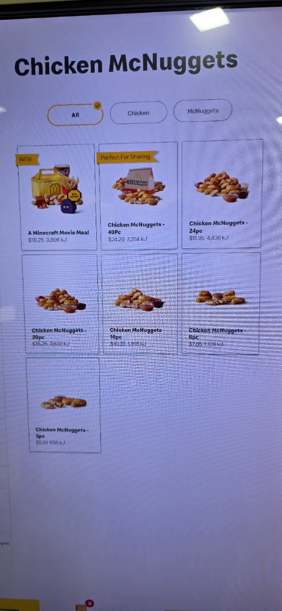 Menu, McDonald's Stawell