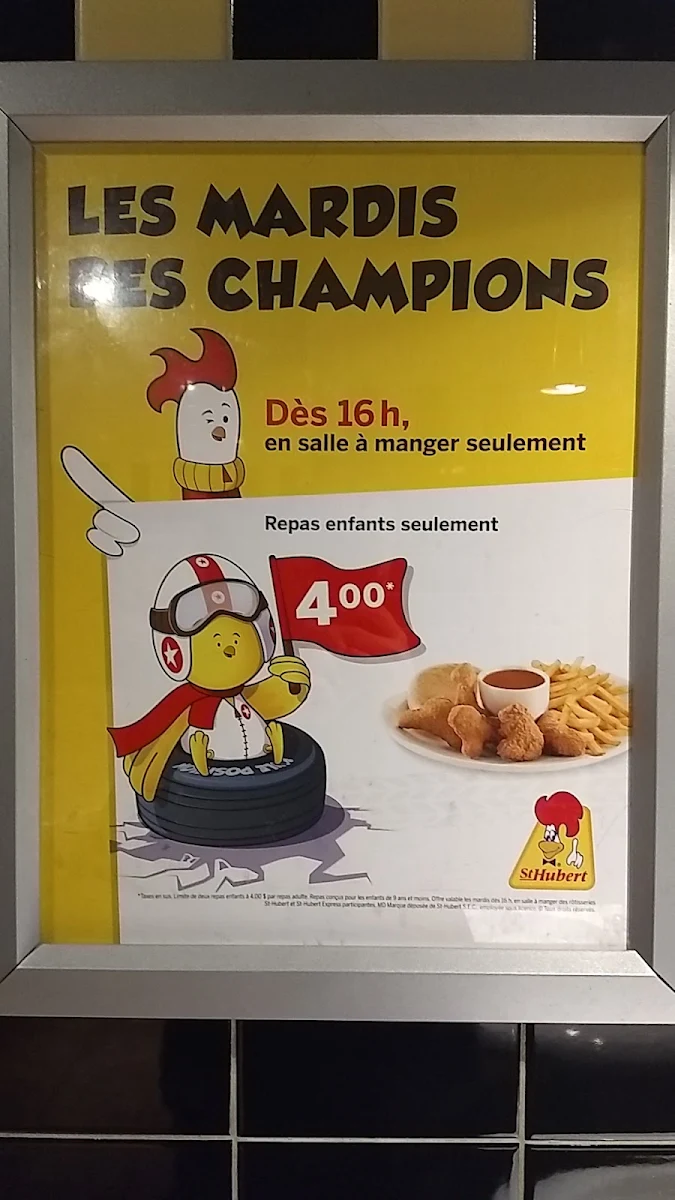 Menu, Rôtisserie St-Hubert