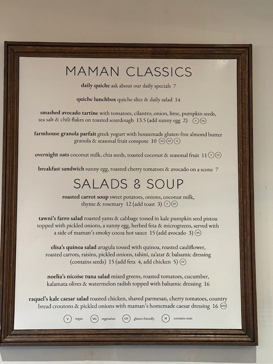 Menu, maman