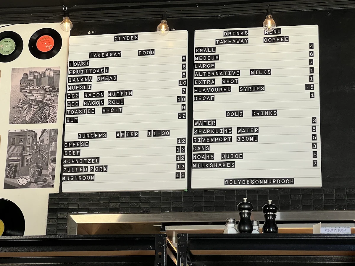 Menu, Clydes on Murdoch