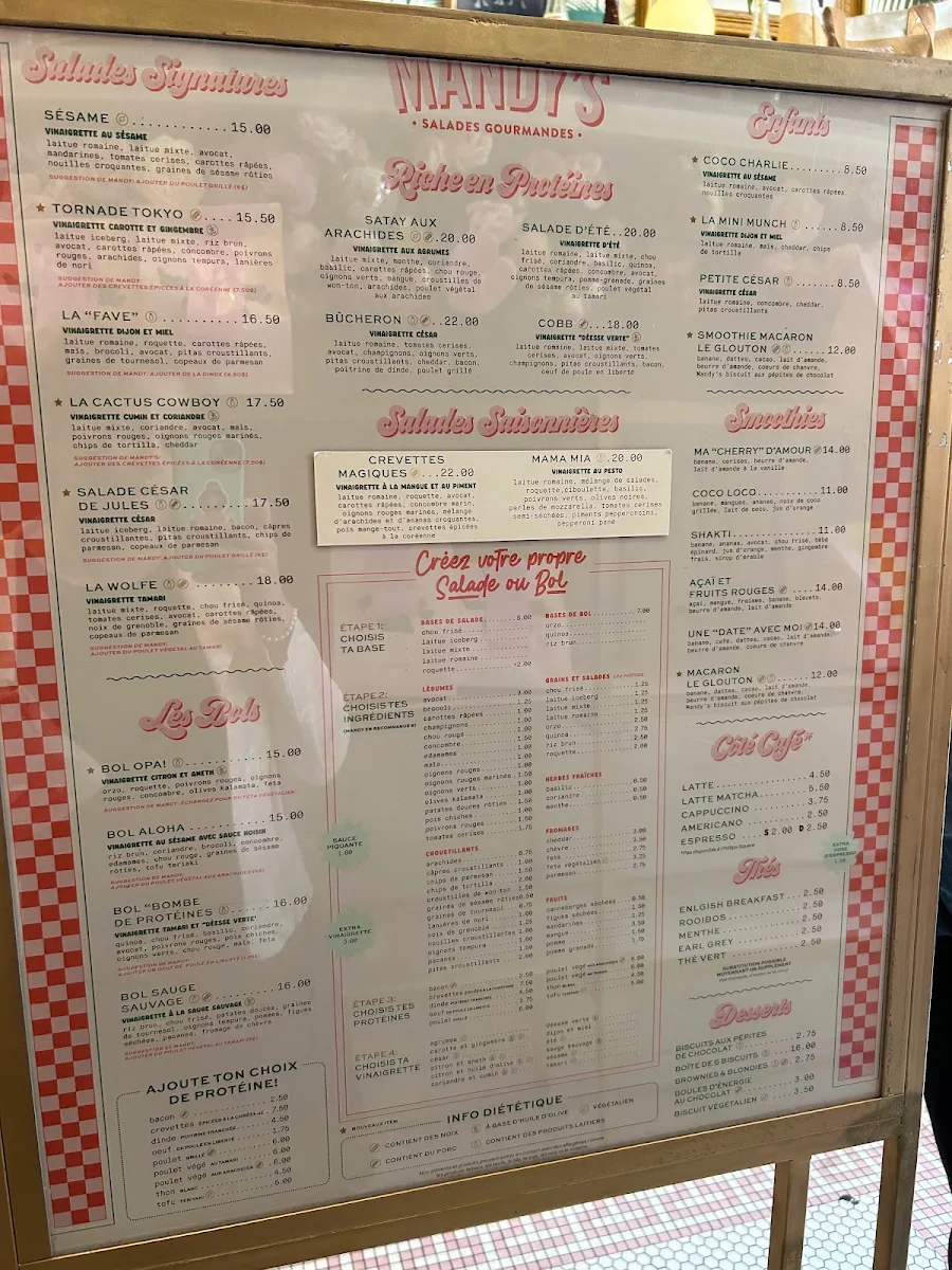 Menu, Mandy's