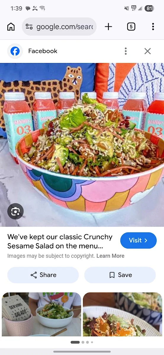 Menu, Mandy's