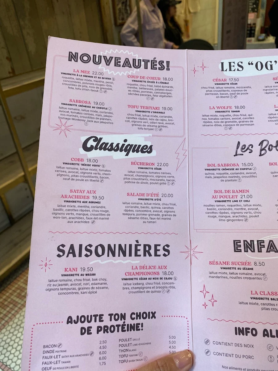 Menu, Mandy's