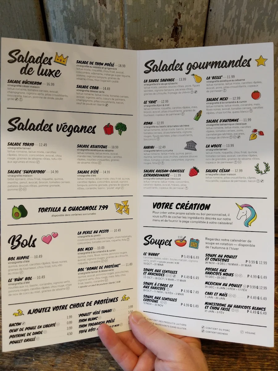 Menu, Mandy's