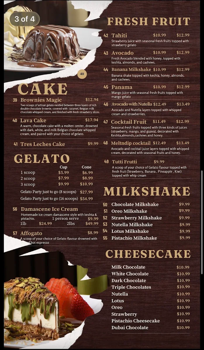 Menu, Melt n dip
