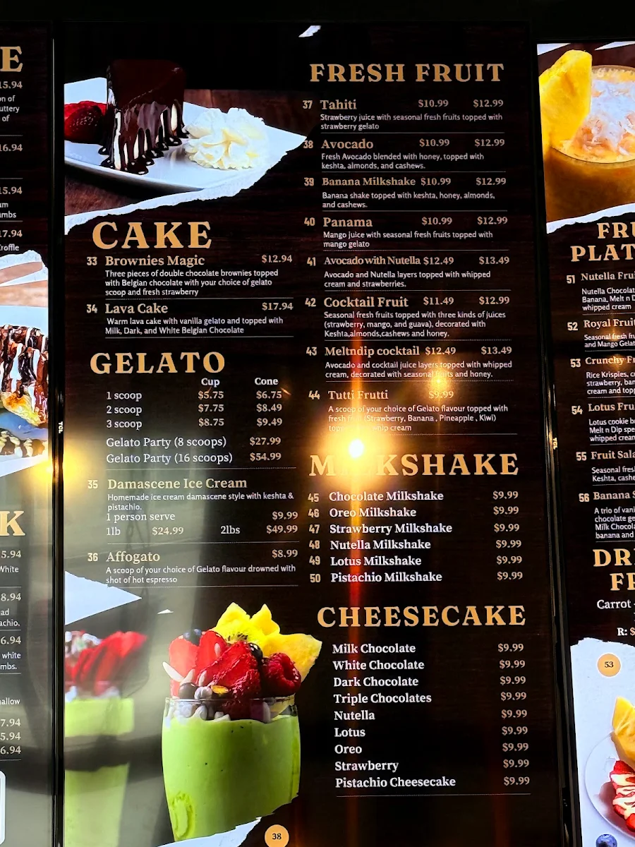 Menu, Melt n dip