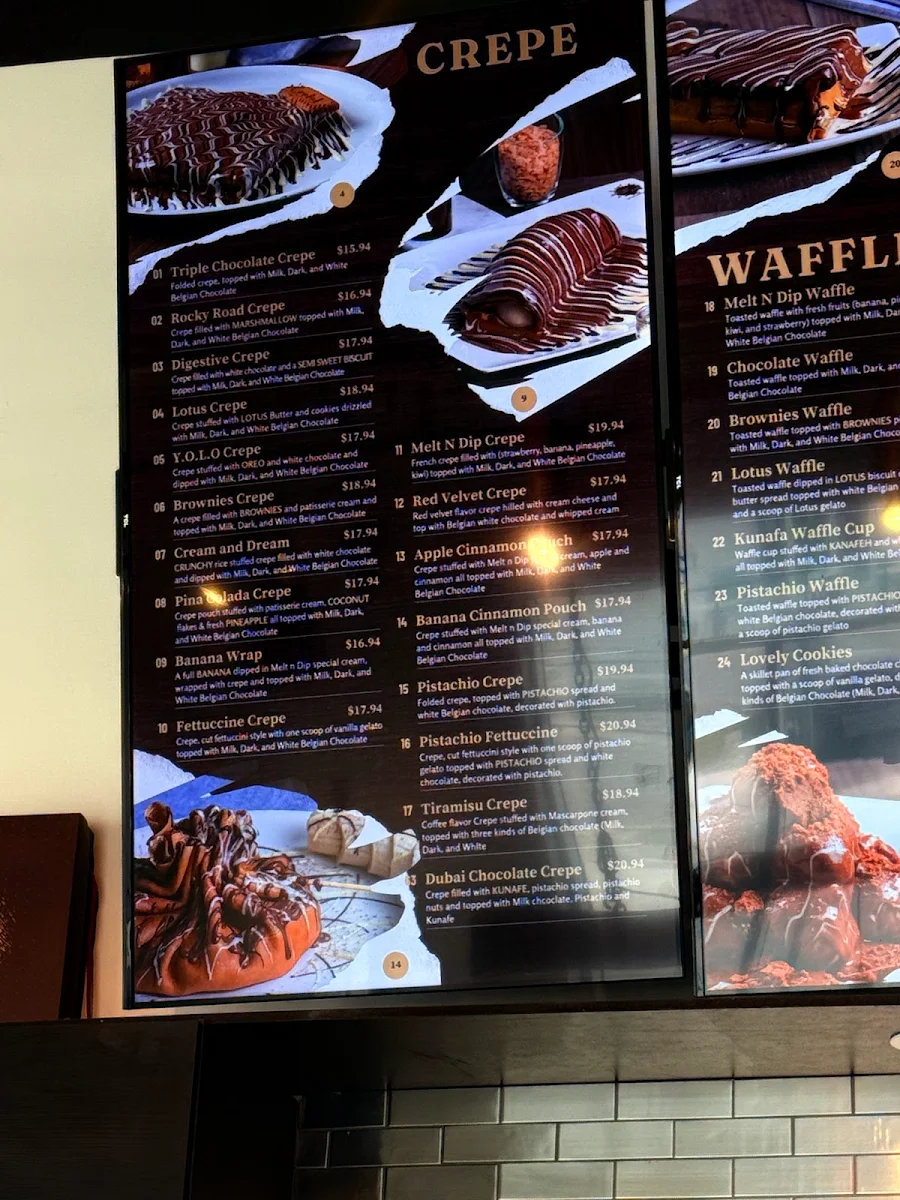 Menu, Melt n dip