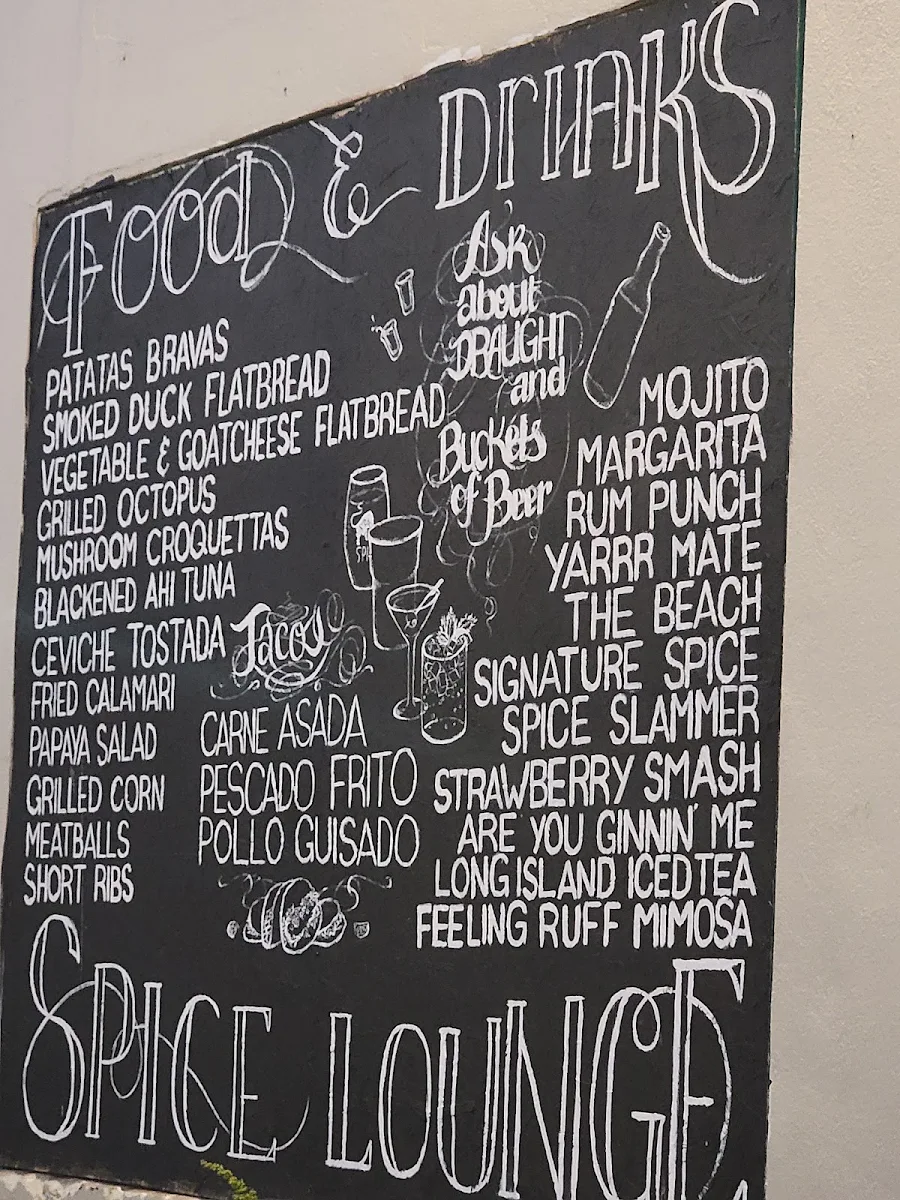 Menu, Spice Lounge and Tapas