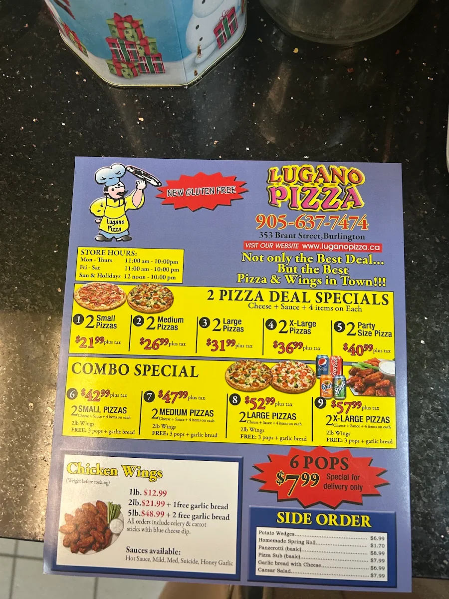 Menu, Lugano Pizza
