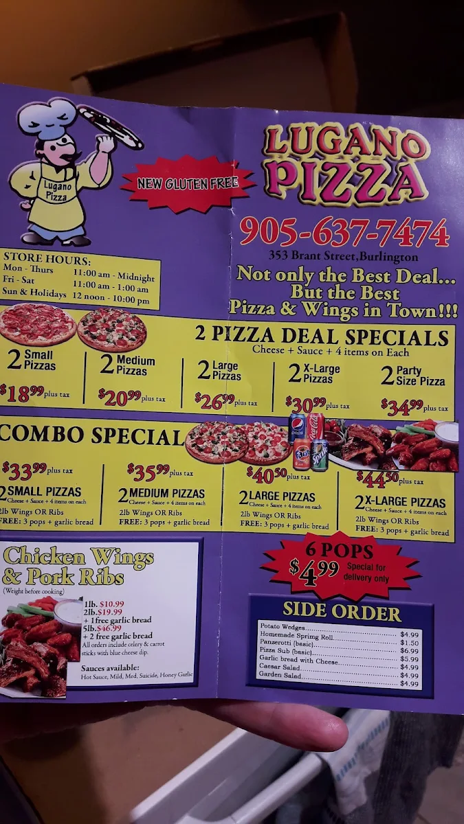 Menu, Lugano Pizza