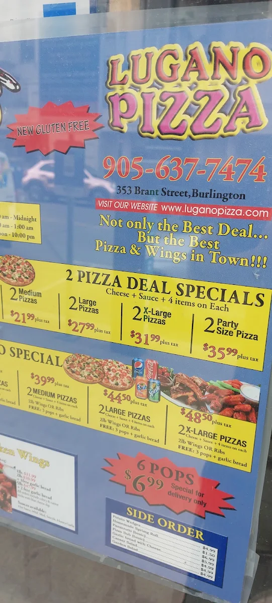Menu, Lugano Pizza