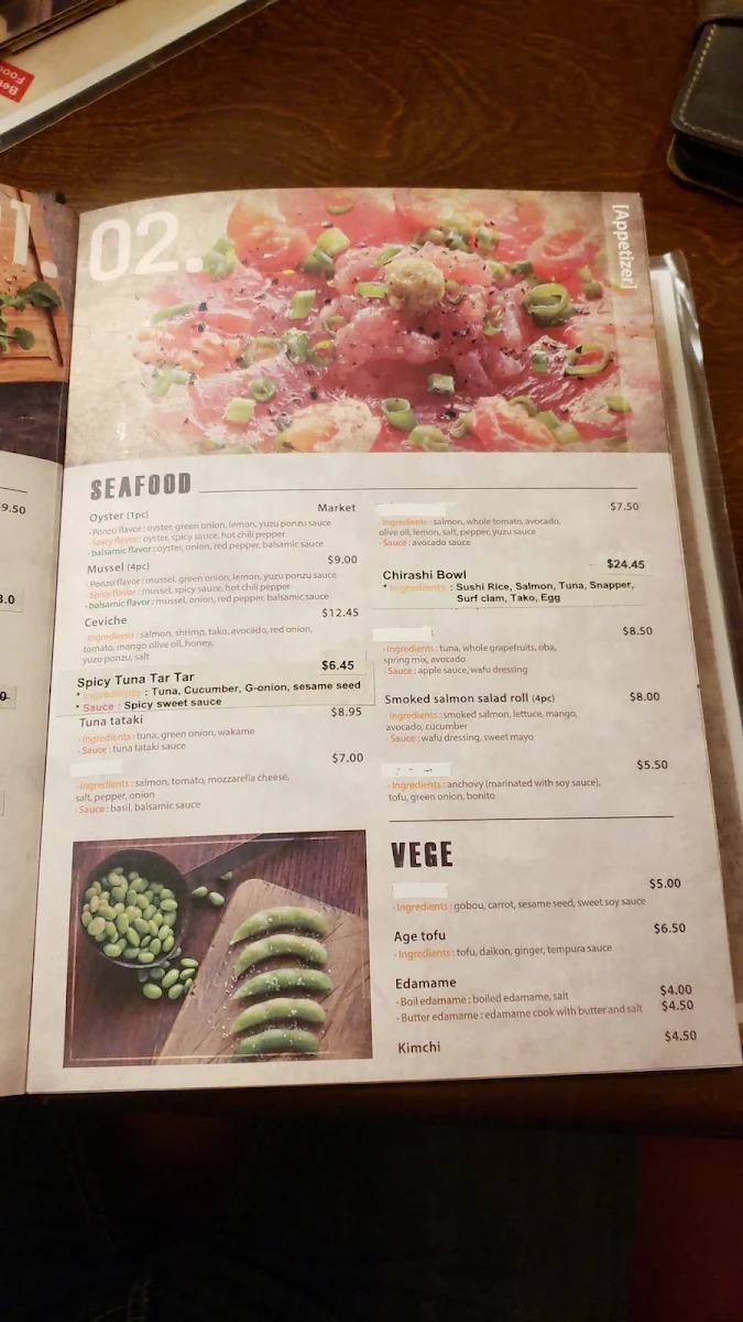 Menu, Hanabi
