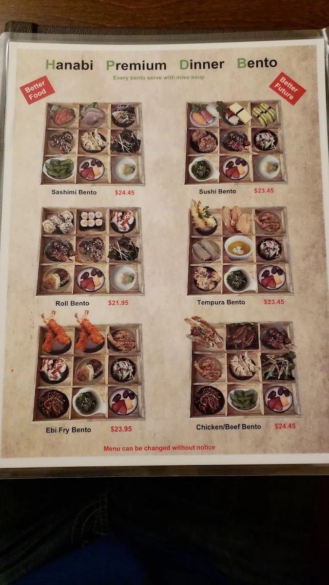Menu, Hanabi