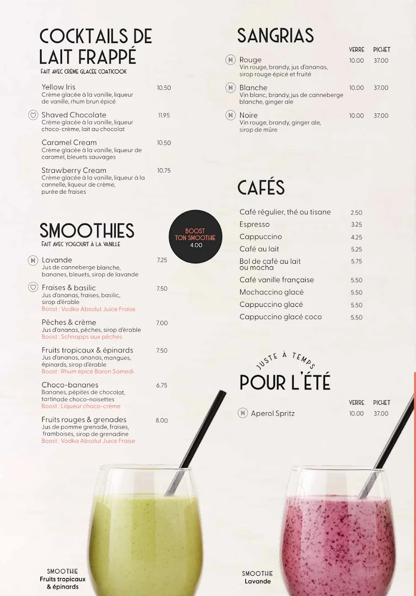 Menu, Allô mon Coco Sainte-Julie
